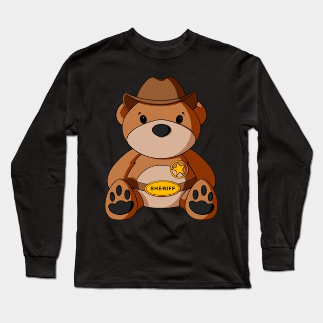 Sheriff Teddy Bear Long Sleeve T-Shirt by Alisha Ober Designs